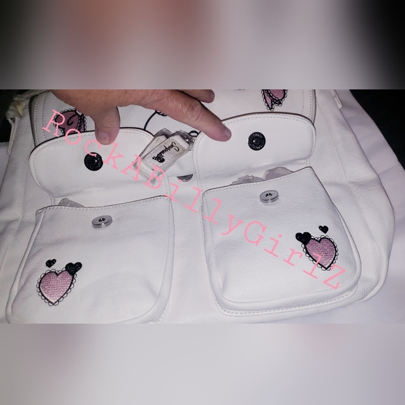 Sourpuss Nomad 1920's Kewpie Doll Baby Pink Bows Hearts Purse Vegan Leather Bag - Picture 7 of 15